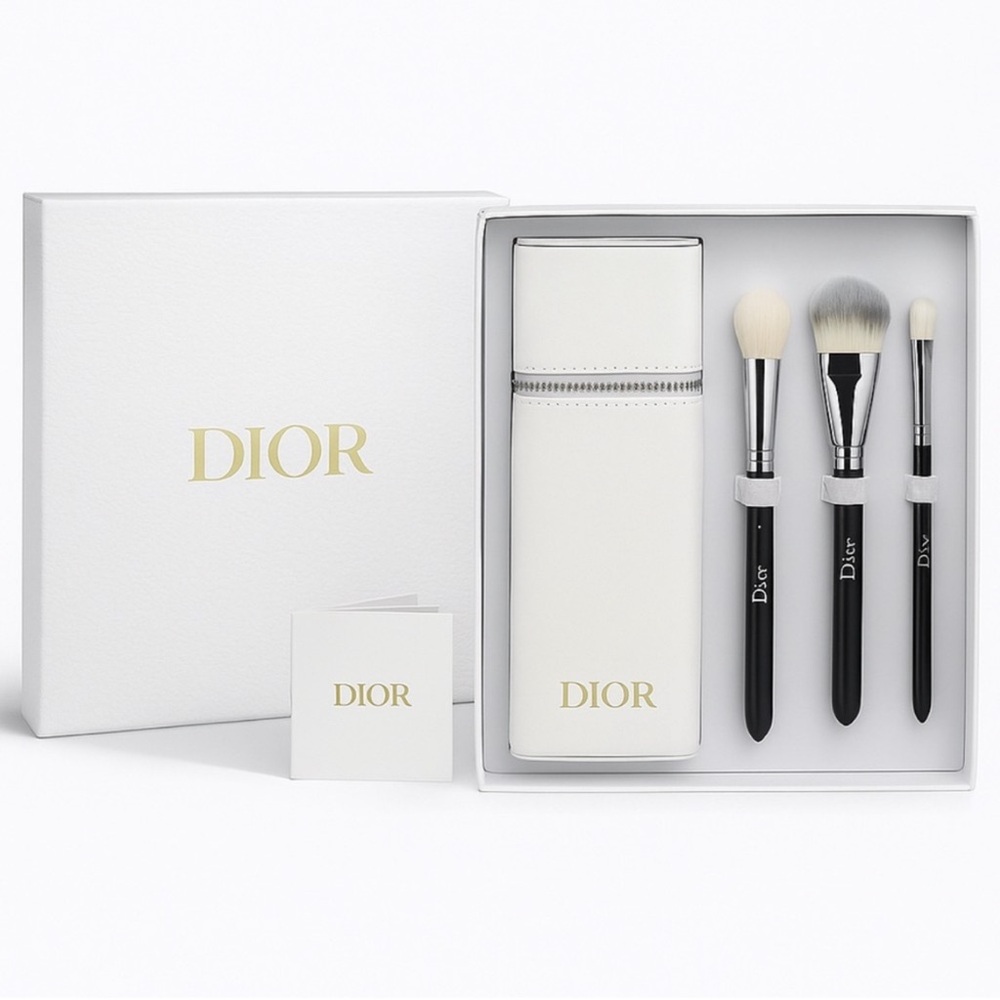 Dior Backstage 3 piece Makeup Brush Set with White Case Limited Edition